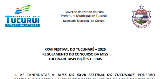 Inscrições Abertas para o Concurso Miss Tucunaré 2025
